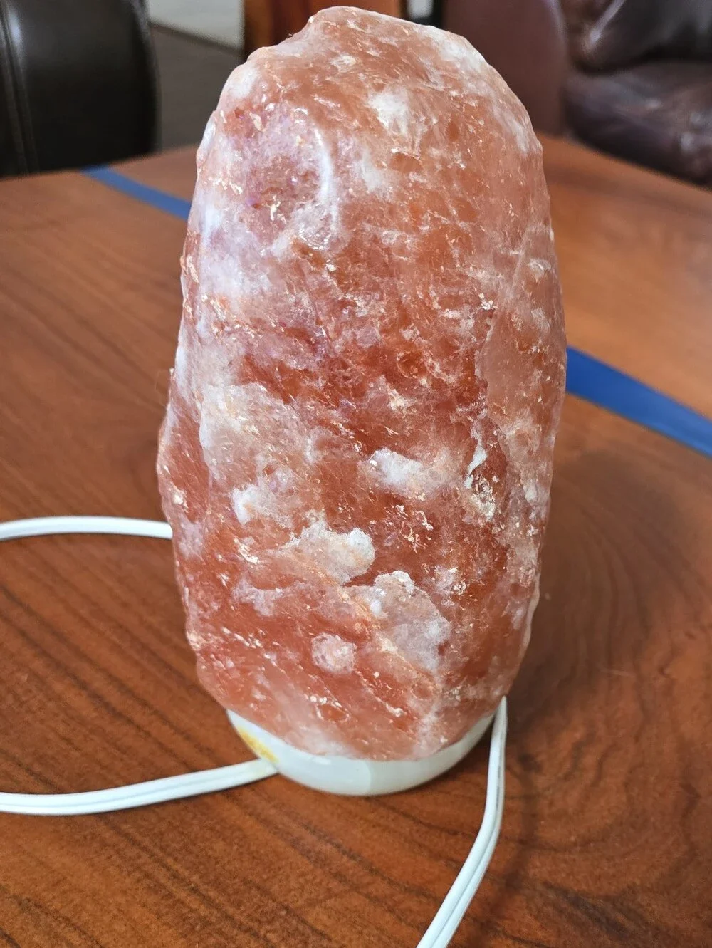 Red Himalayan Salt Lamp on An Onyx Marble Base  9 Inches Long